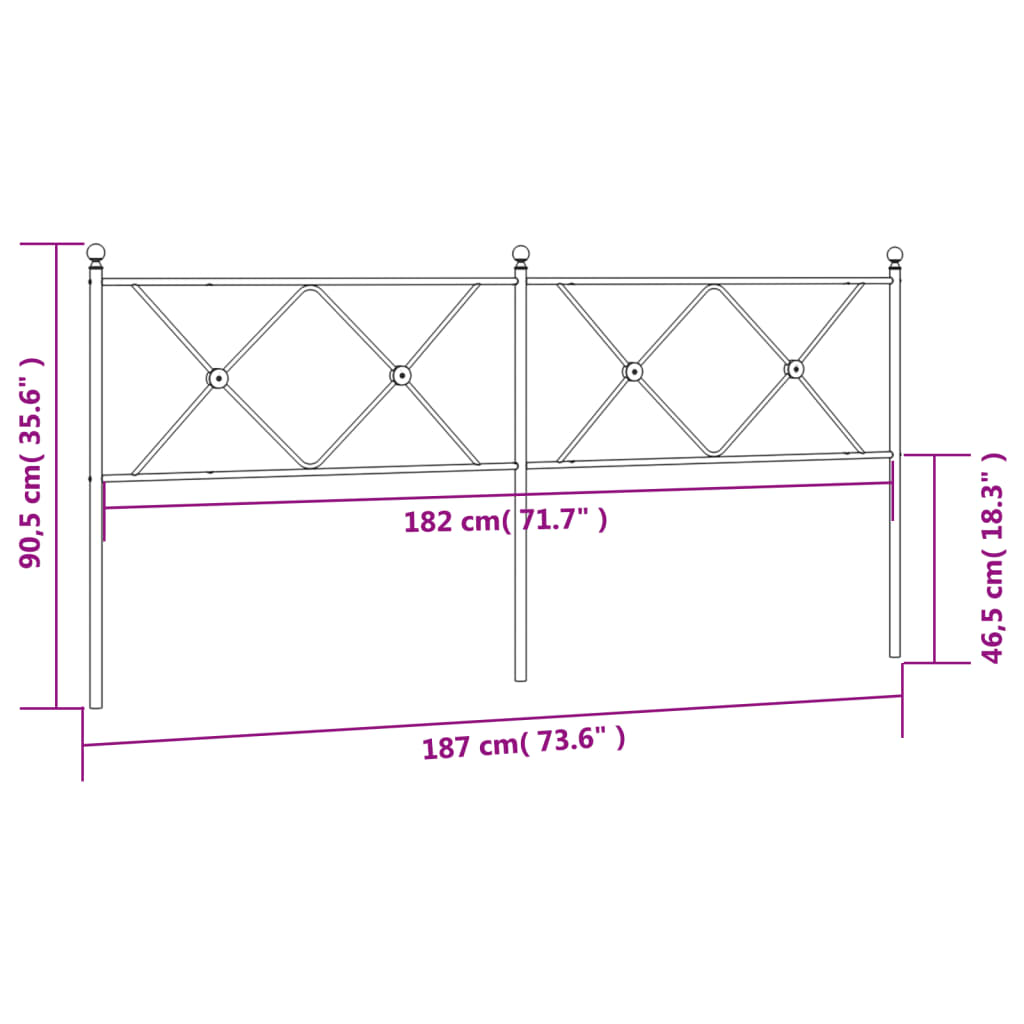 vidaXL Cabeceira de cama 180 cm metal preto