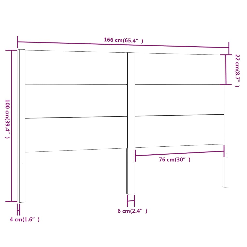 vidaXL Cabeceira de cama 166x4x100 cm pinho maciço