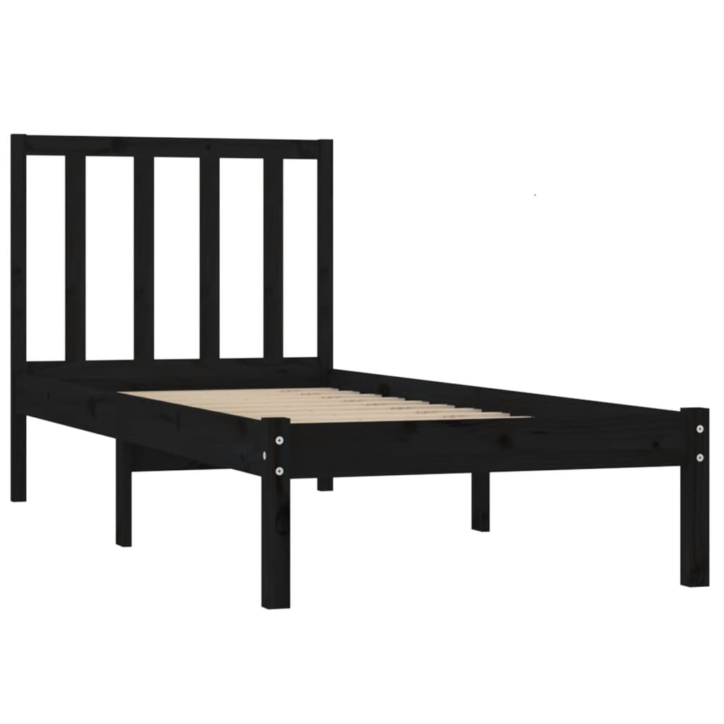 vidaXL Estrutura de cama 90x200 cm madeira de pinho maciça preto