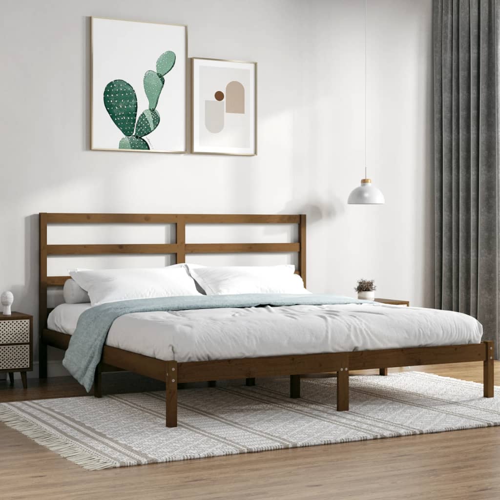 vidaXL Estrutura de cama 200x200 cm pinho maciço castanho mel