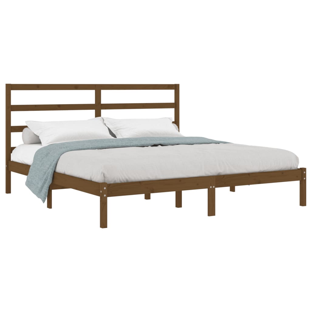 vidaXL Estrutura de cama 200x200 cm pinho maciço castanho mel