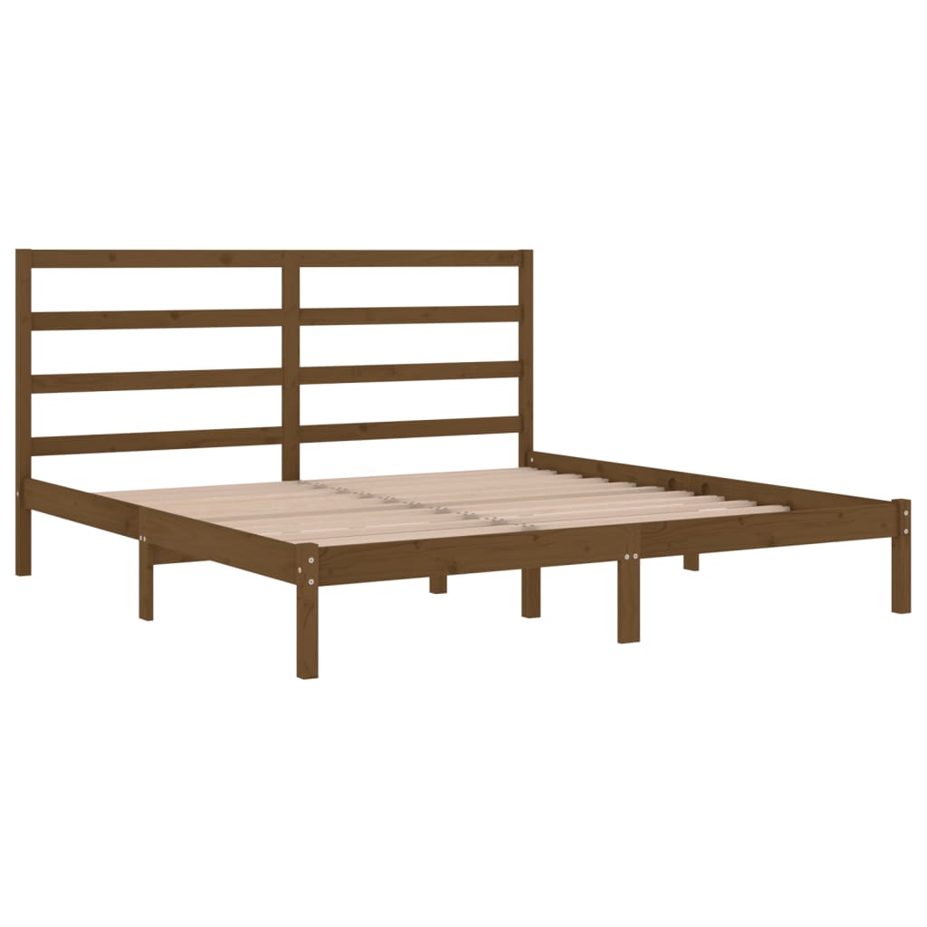 vidaXL Estrutura de cama 200x200 cm pinho maciço castanho mel