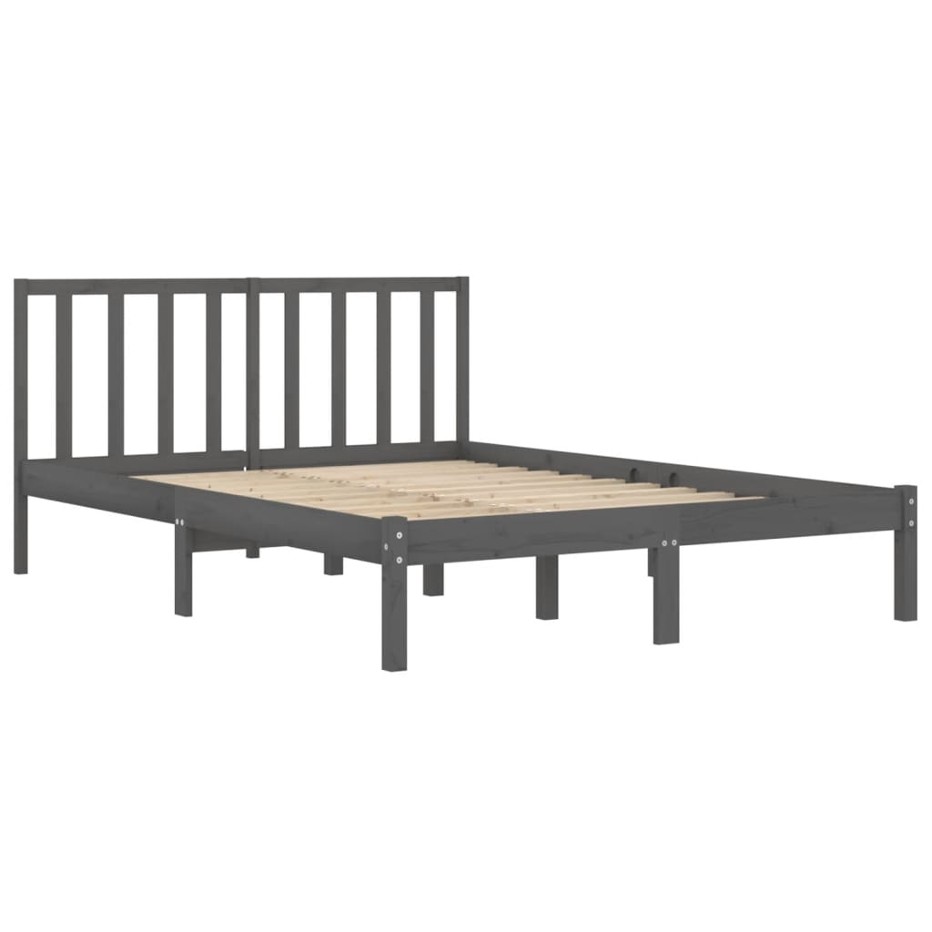 vidaXL Estrutura de cama pequena casal 120x190 cm pinho maciço cinza