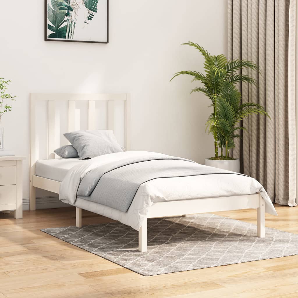 vidaXL Estrutura de cama 90x200 cm pinho maciço branco