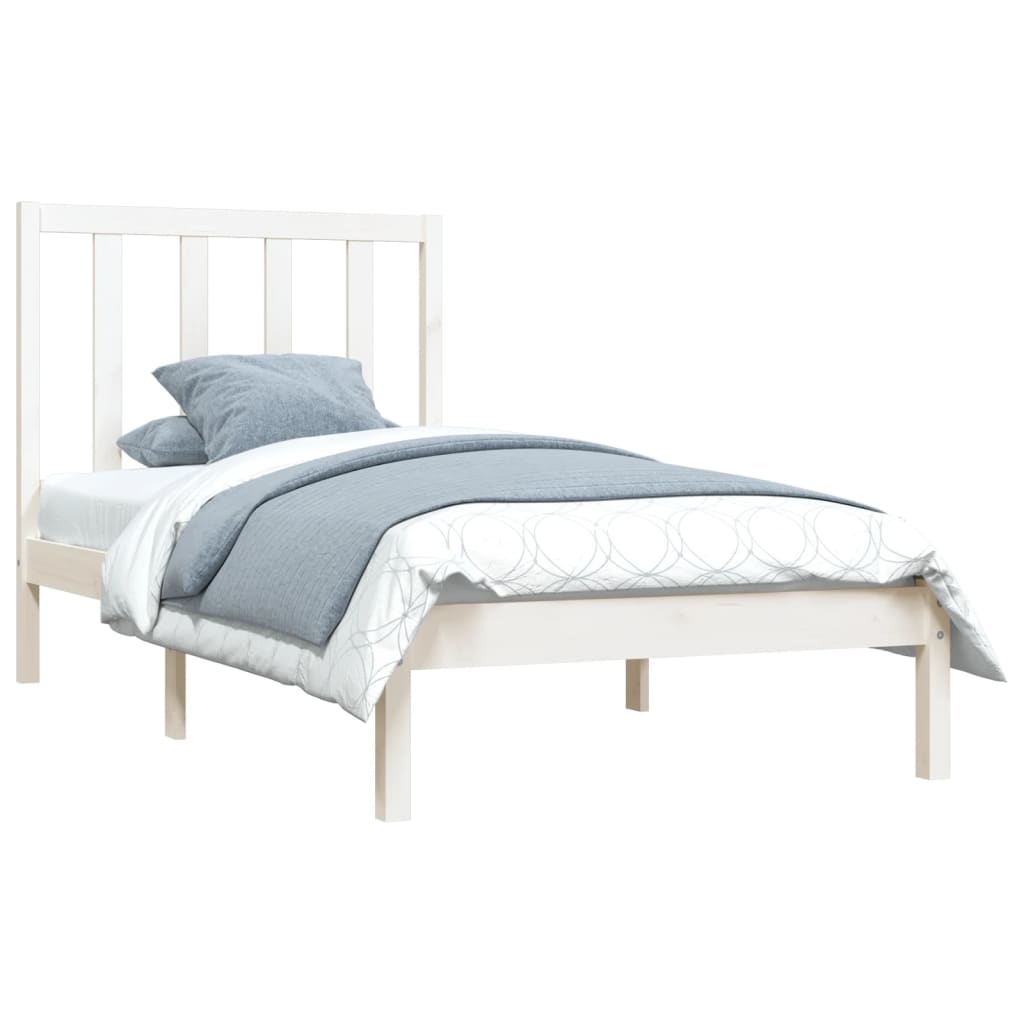 vidaXL Estrutura de cama 90x200 cm pinho maciço branco