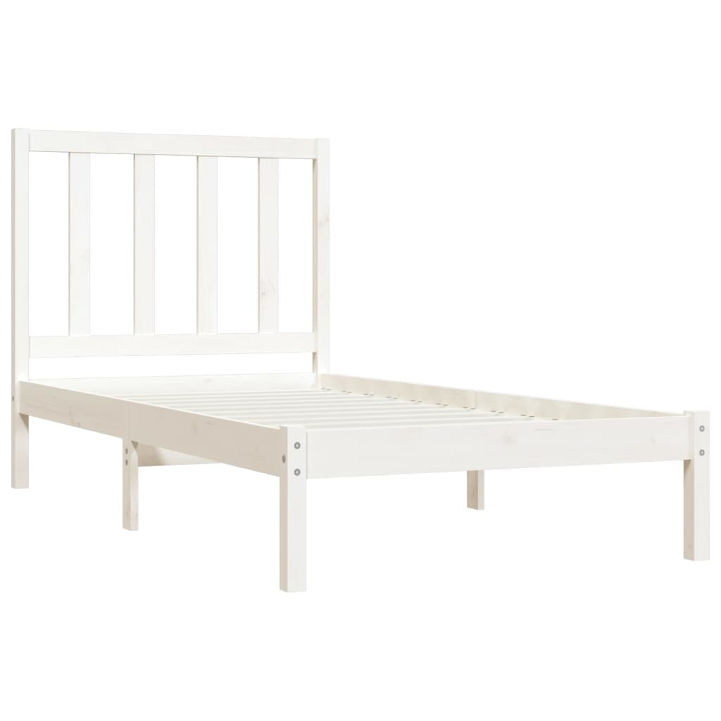 vidaXL Estrutura de cama 90x200 cm pinho maciço branco