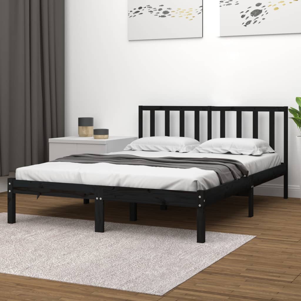 vidaXL Estrutura de cama 140x190 cm madeira de pinho maciça preto