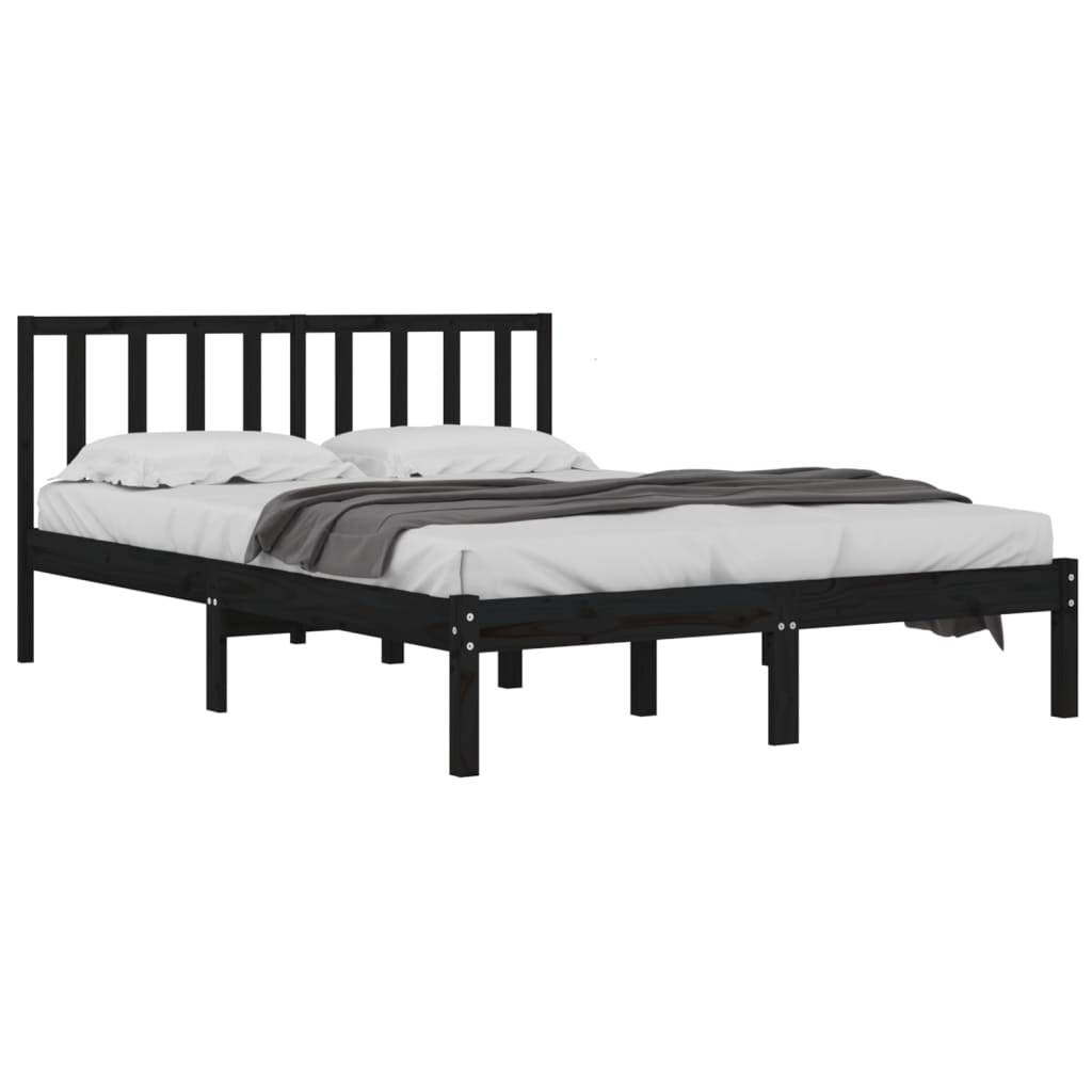 vidaXL Estrutura de cama 140x190 cm madeira de pinho maciça preto