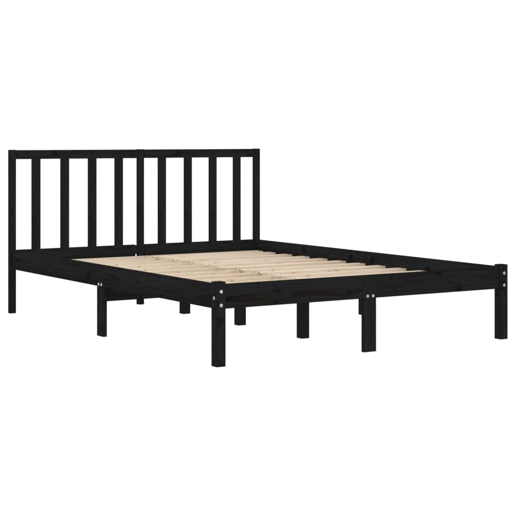 vidaXL Estrutura de cama 140x190 cm madeira de pinho maciça preto