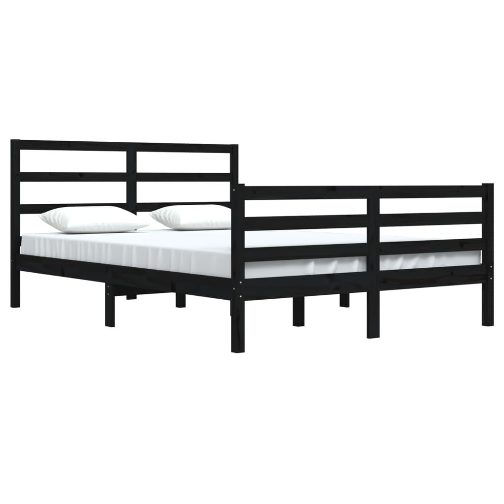 vidaXL Estrutura de cama 160x200 cm pinho maciço preto