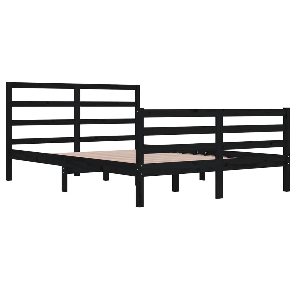 vidaXL Estrutura de cama 160x200 cm pinho maciço preto