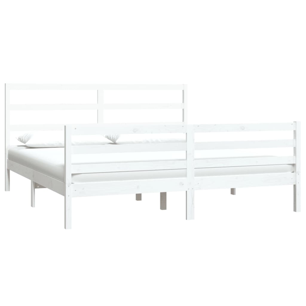 vidaXL Estrutura de cama super king 180x200 cm pinho maciço branco