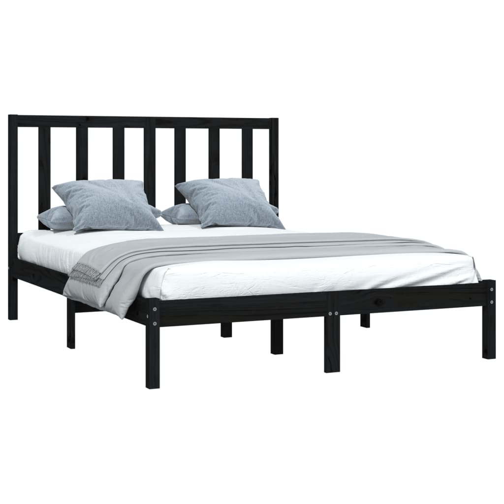 vidaXL Estrutura de cama 140x190 cm madeira de pinho maciça preto