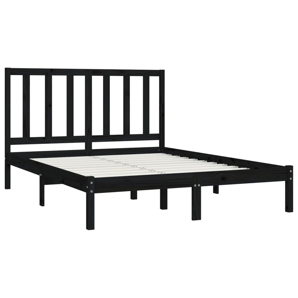 vidaXL Estrutura de cama 140x190 cm madeira de pinho maciça preto