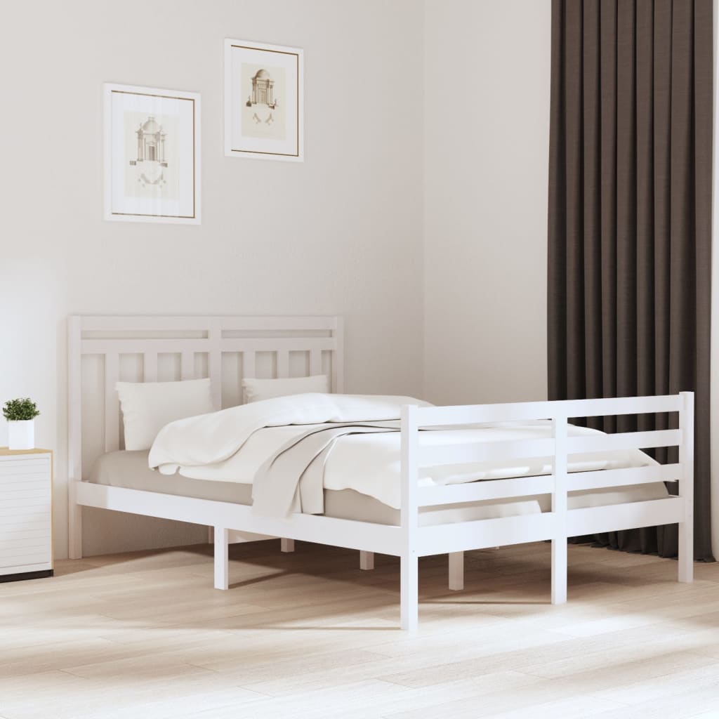 vidaXL Estrutura de cama 120x200 cm madeira maciça branco