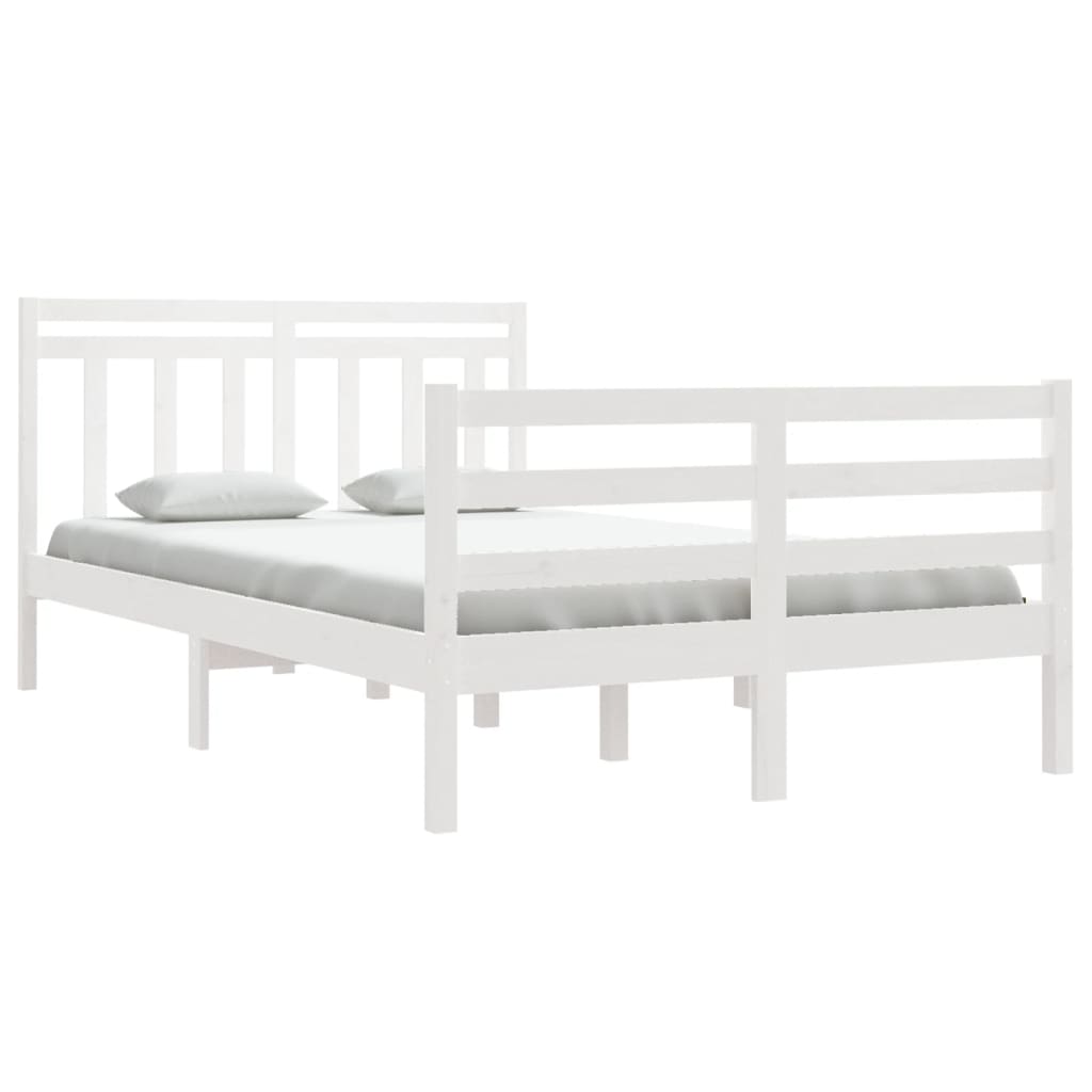 vidaXL Estrutura de cama 120x200 cm madeira maciça branco