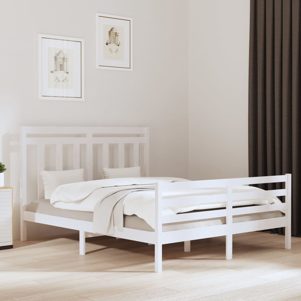 vidaXL Estrutura de cama 160x200 cm madeira maciça branco