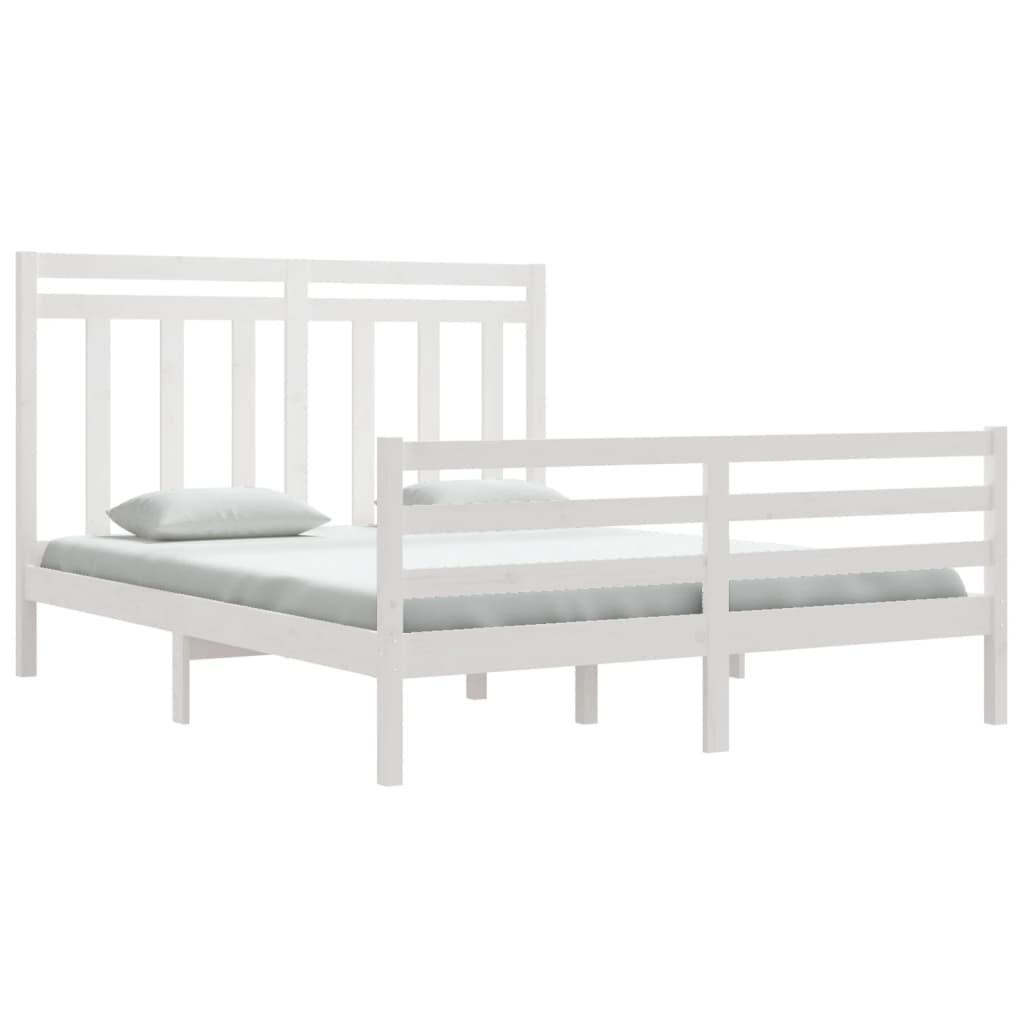 vidaXL Estrutura de cama 160x200 cm madeira maciça branco