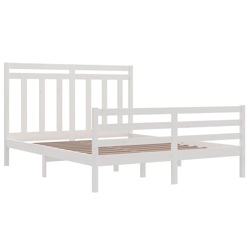 vidaXL Estrutura de cama 160x200 cm madeira maciça branco