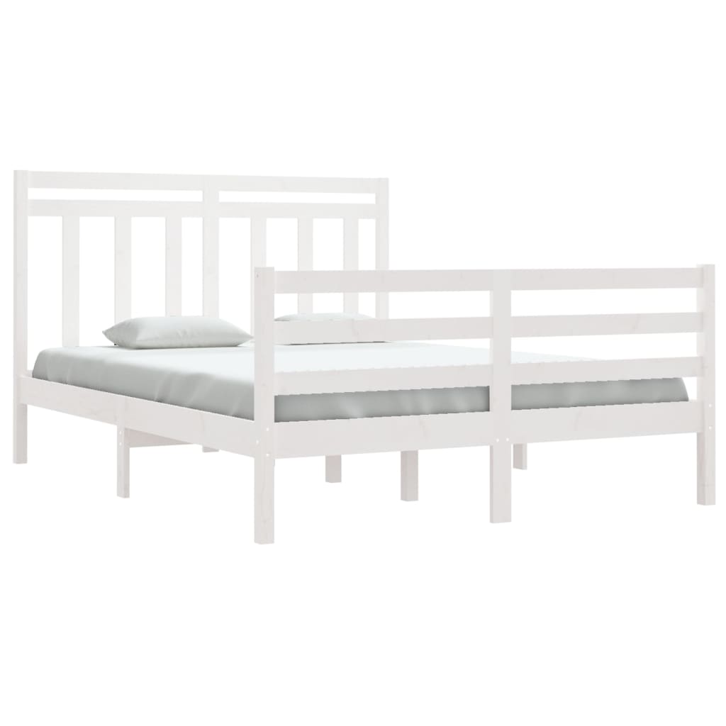 vidaXL Estrutura de cama 140x190 cm madeira maciça branco