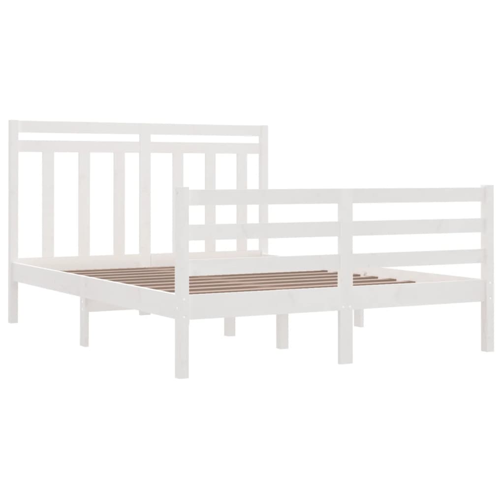 vidaXL Estrutura de cama 140x190 cm madeira maciça branco