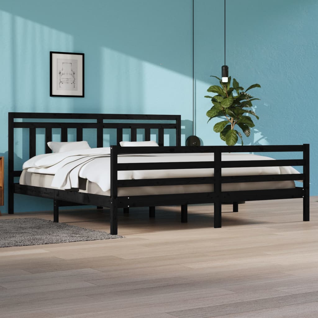 vidaXL Estrutura de cama 200x200 cm madeira maciça preto