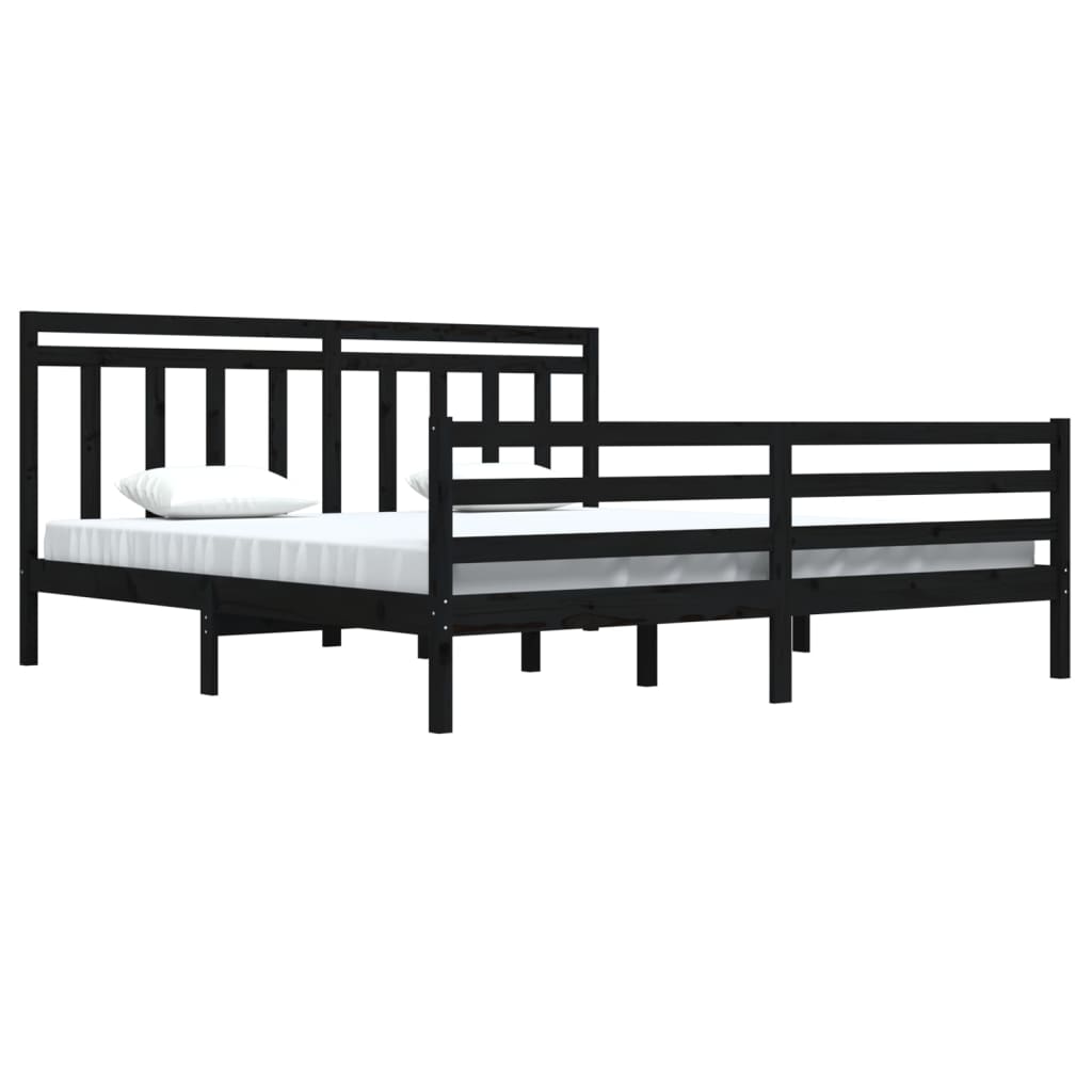 vidaXL Estrutura de cama 200x200 cm madeira maciça preto