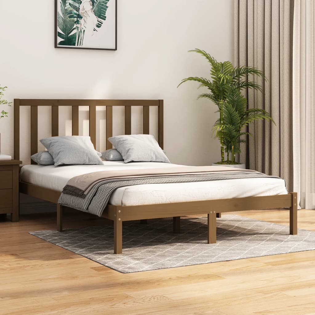 vidaXL Estrutura cama pequena de casal 120x190 cm madeira castanho-mel