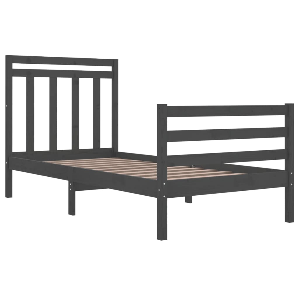 vidaXL Estrutura de cama solteiro 90x190 cm madeira maciça cinza