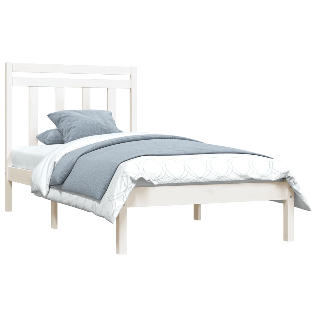 vidaXL Estrutura de cama solteiro 90x190 cm madeira maciça branco