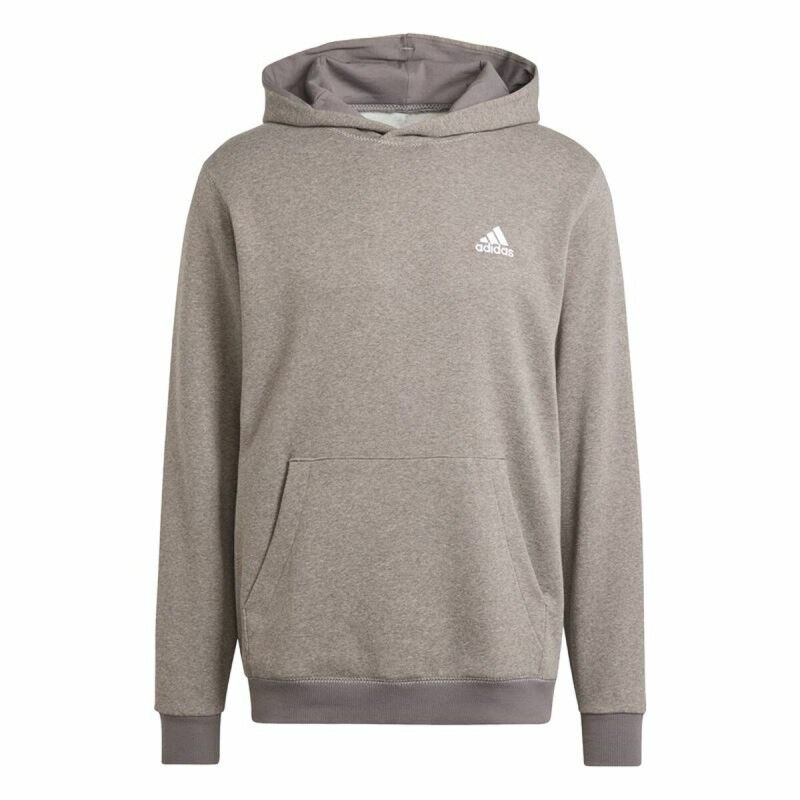 Adidas|Polar com Capuz Homem Adidas Seasonal Essentials Melange Hoodie Castanho Bege