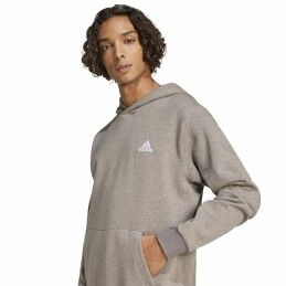 Adidas|Polar com Capuz Homem Adidas Seasonal Essentials Melange Hoodie Castanho Bege
