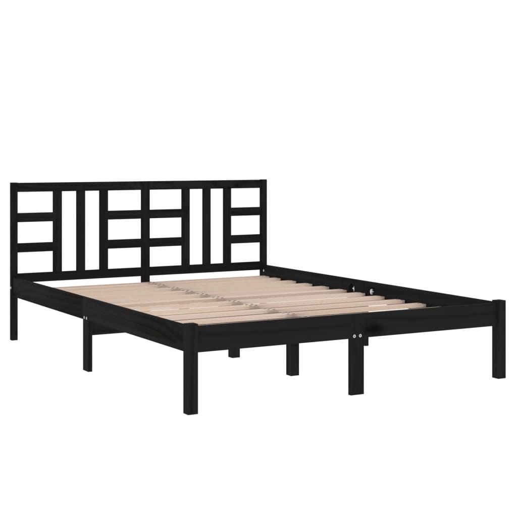 vidaXL Estrutura cama pequena casal 120x190 cm pinho maciço preto