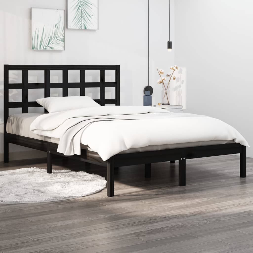 vidaXL Estrutura de cama 120x200 cm madeira maciça preto