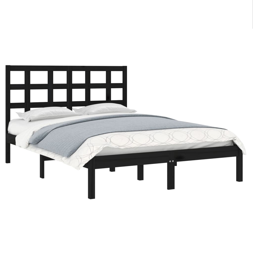 vidaXL Estrutura de cama 120x200 cm madeira maciça preto