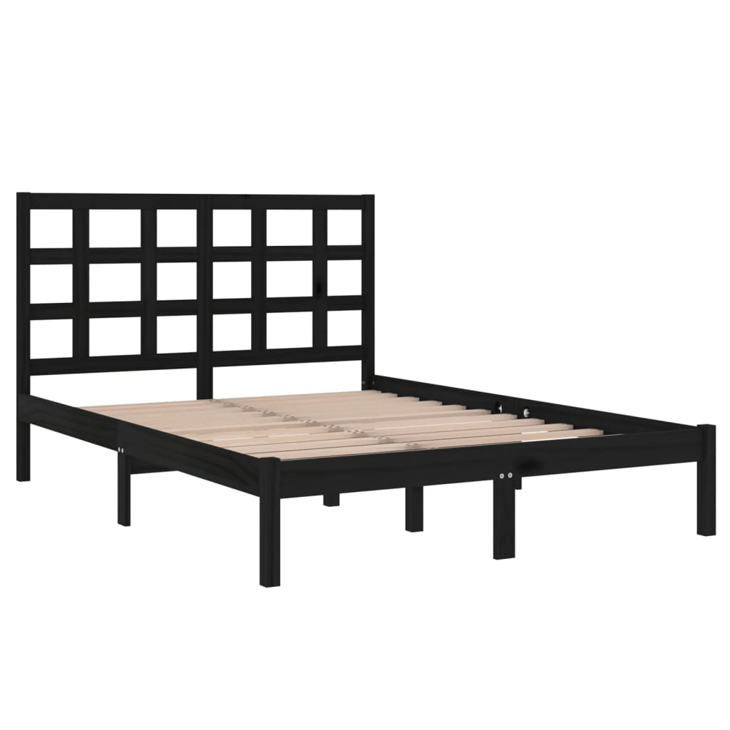 vidaXL Estrutura de cama 120x200 cm madeira maciça preto