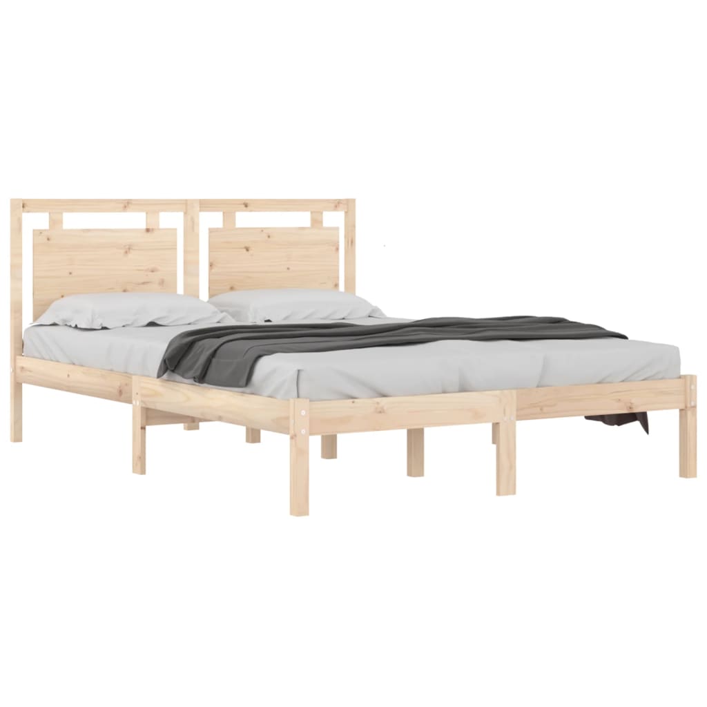 vidaXL Estrutura de cama dupla 135x190 cm madeira maciça