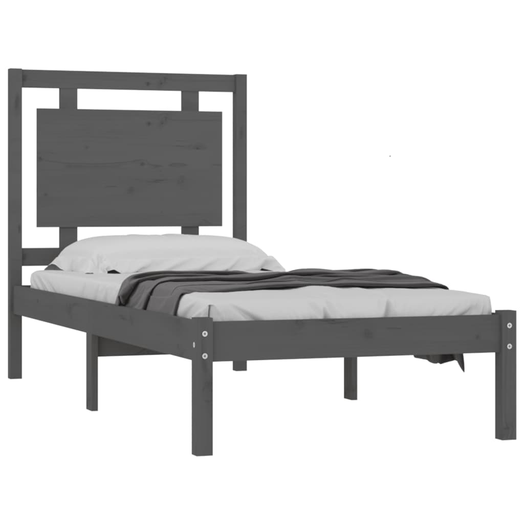 vidaXL Estrutura de cama 100x200 cm madeira maciça cinzento