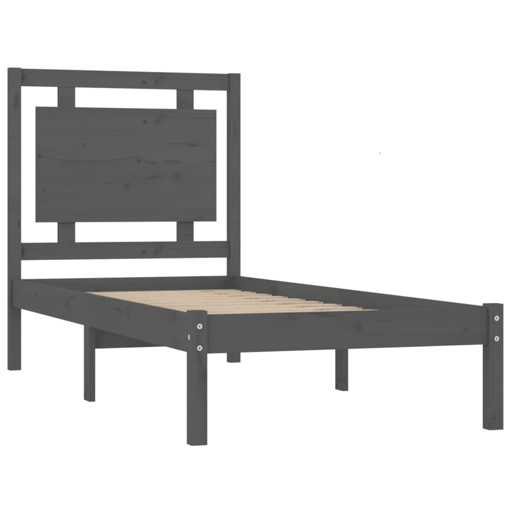 vidaXL Estrutura de cama 100x200 cm madeira maciça cinzento