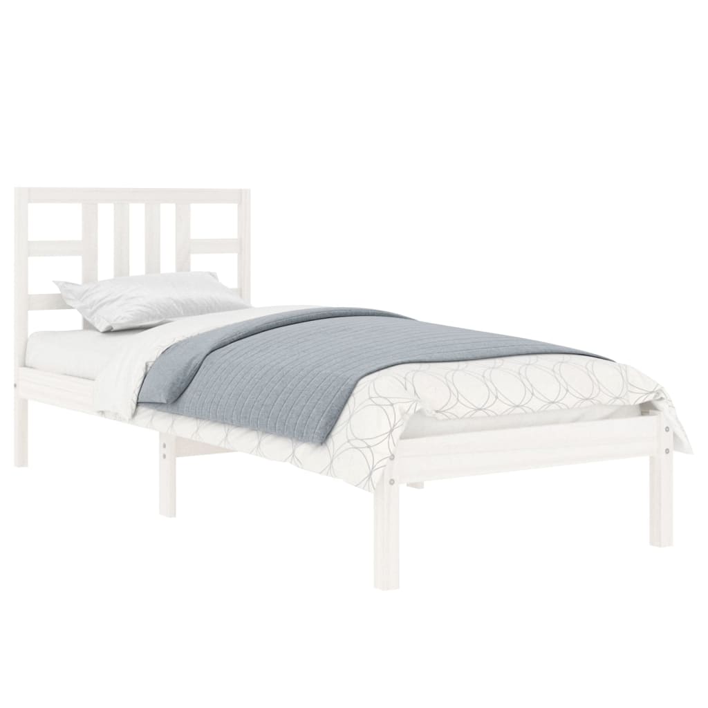 vidaXL Estrutura cama pequena solteiro 75x190 cm madeira maciça branco