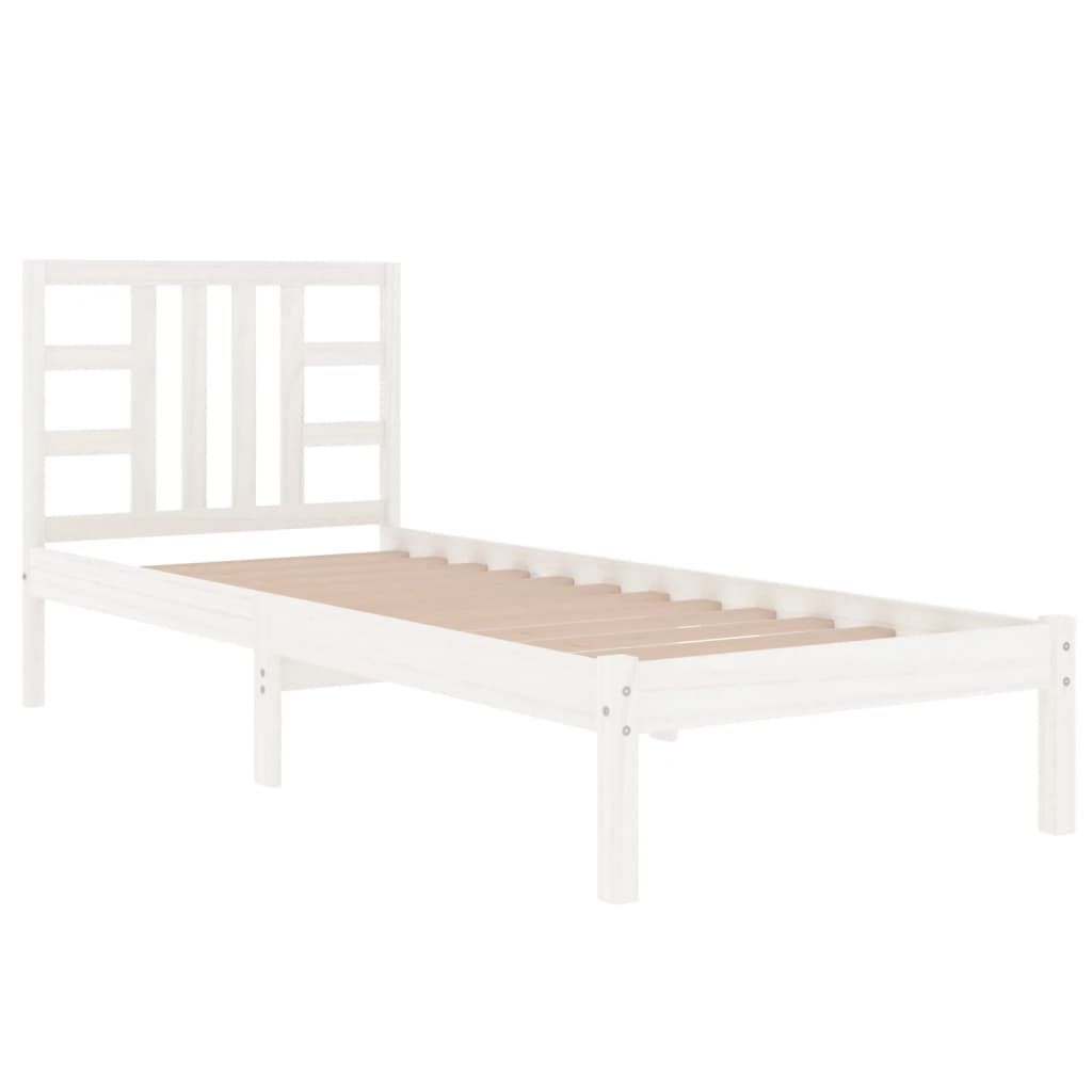 vidaXL Estrutura cama pequena solteiro 75x190 cm madeira maciça branco