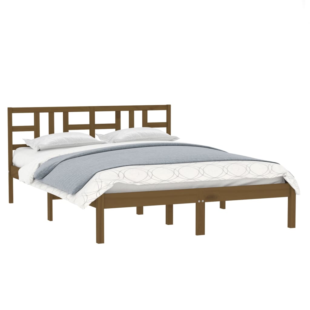 vidaXL Estrutura de cama 140x200 cm madeira maciça castanho-mel