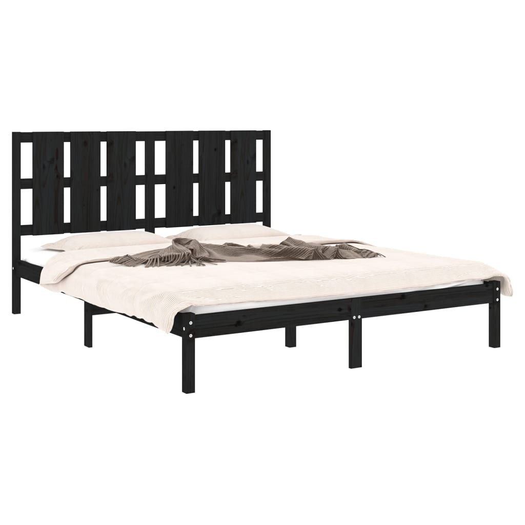 vidaXL Estrutura de cama 160x200 cm pinho maciço preto