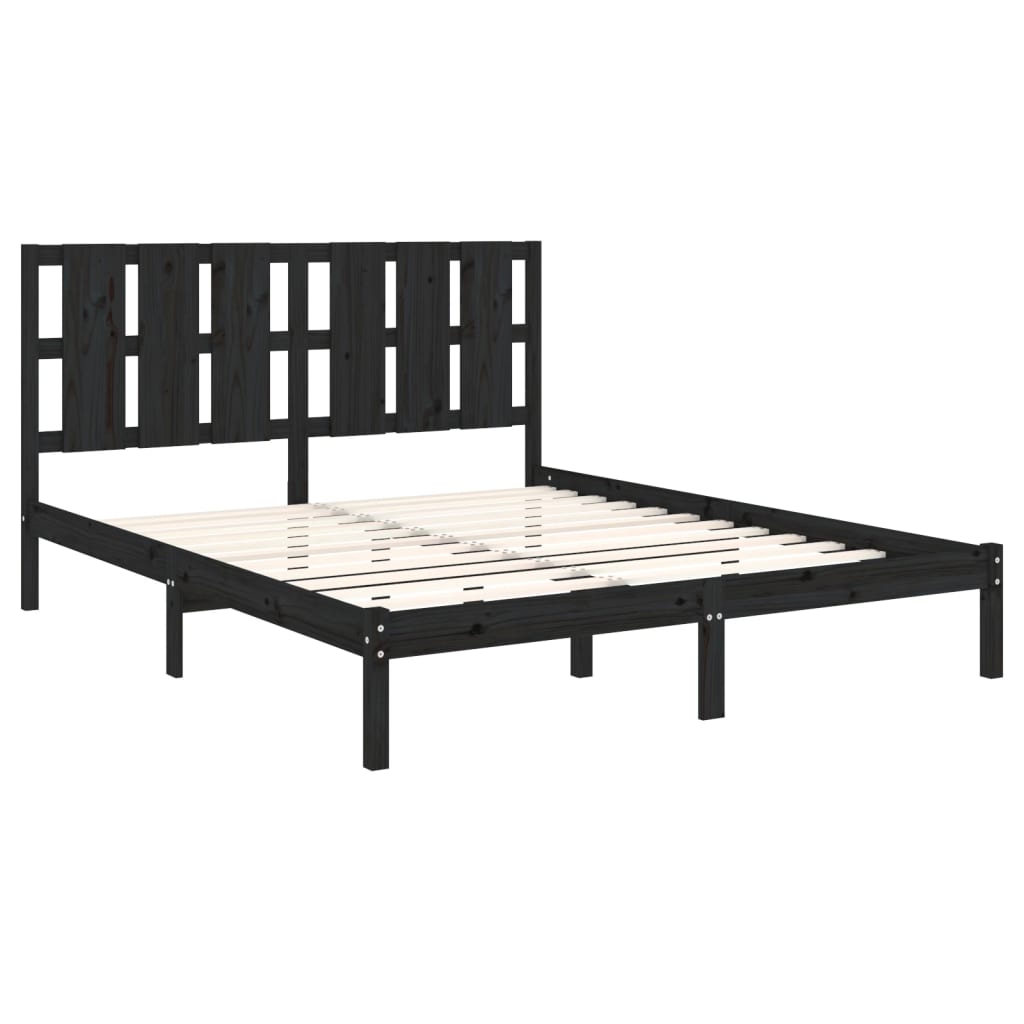 vidaXL Estrutura de cama 160x200 cm pinho maciço preto