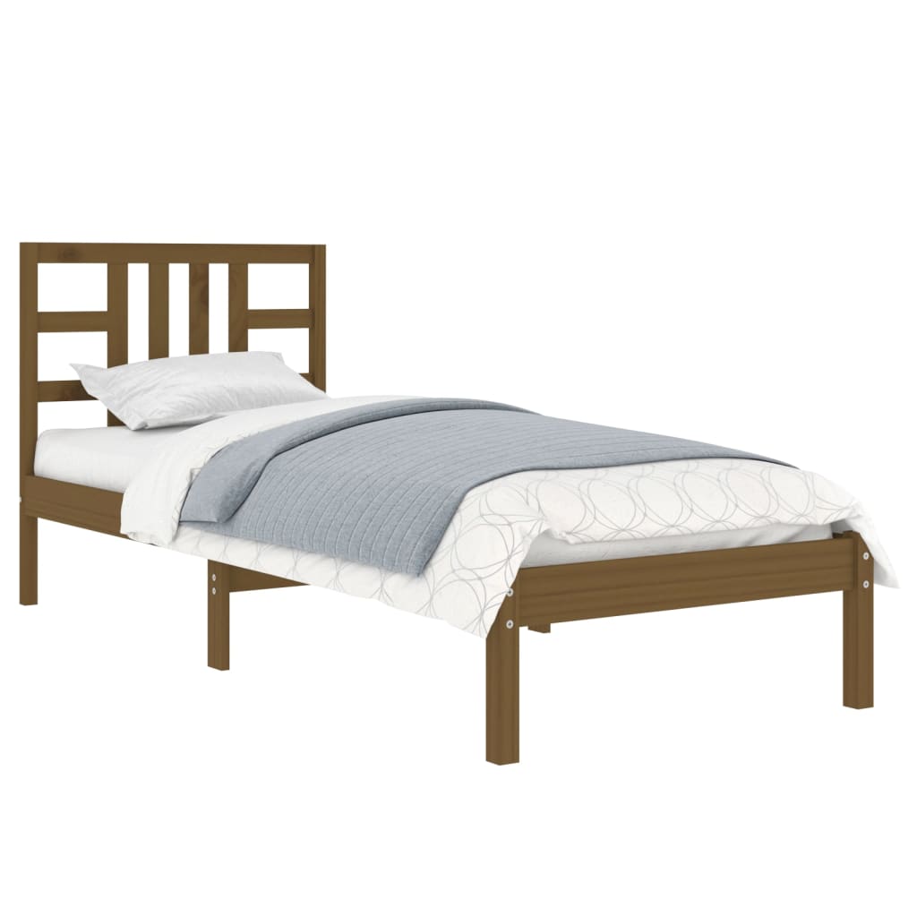 vidaXL Estrutura de cama 100x200 cm madeira maciça castanho mel