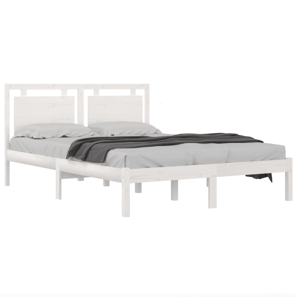 vidaXL Estrutura de cama 160x200 cm madeira maciça branco