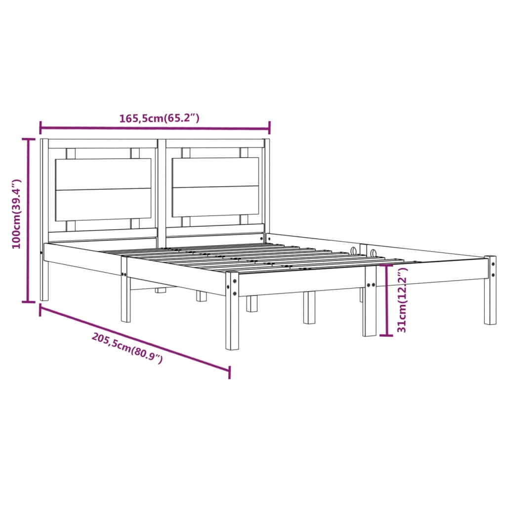 vidaXL Estrutura de cama 160x200 cm madeira maciça branco