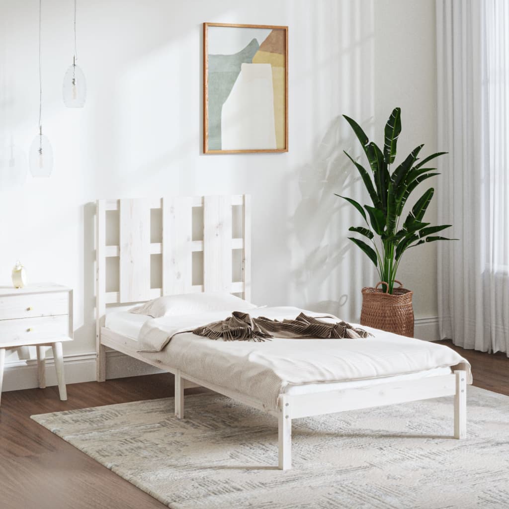 vidaXL Estrutura de cama 90x200 cm pinho maciço branco