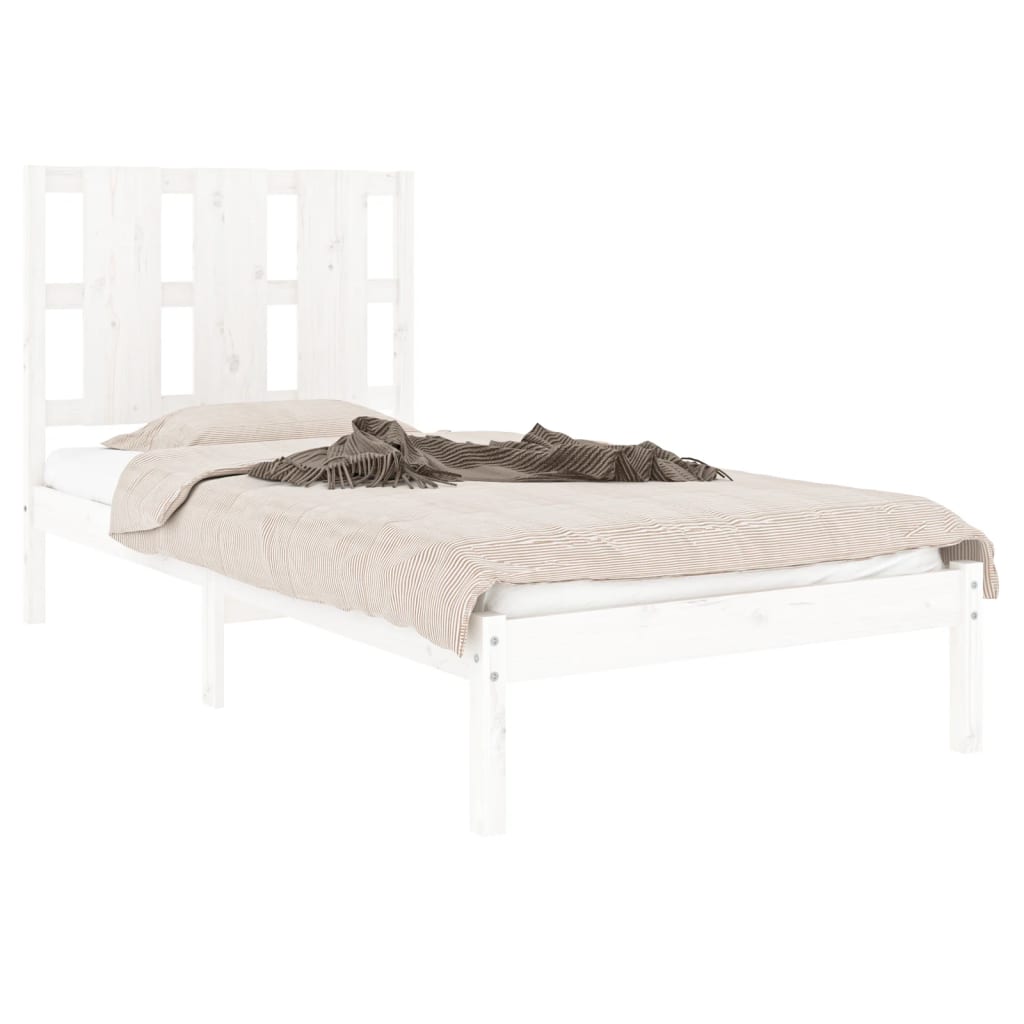 vidaXL Estrutura de cama 90x200 cm pinho maciço branco