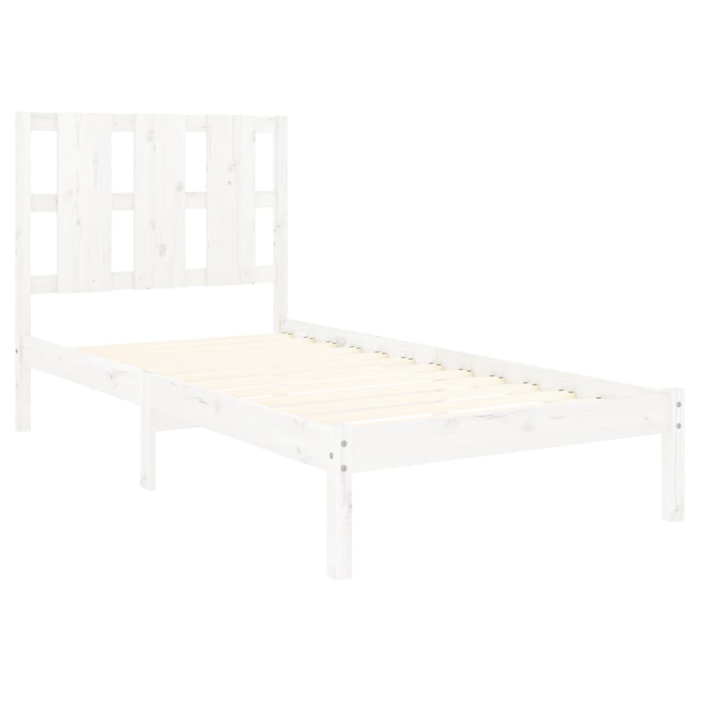 vidaXL Estrutura de cama 90x200 cm pinho maciço branco